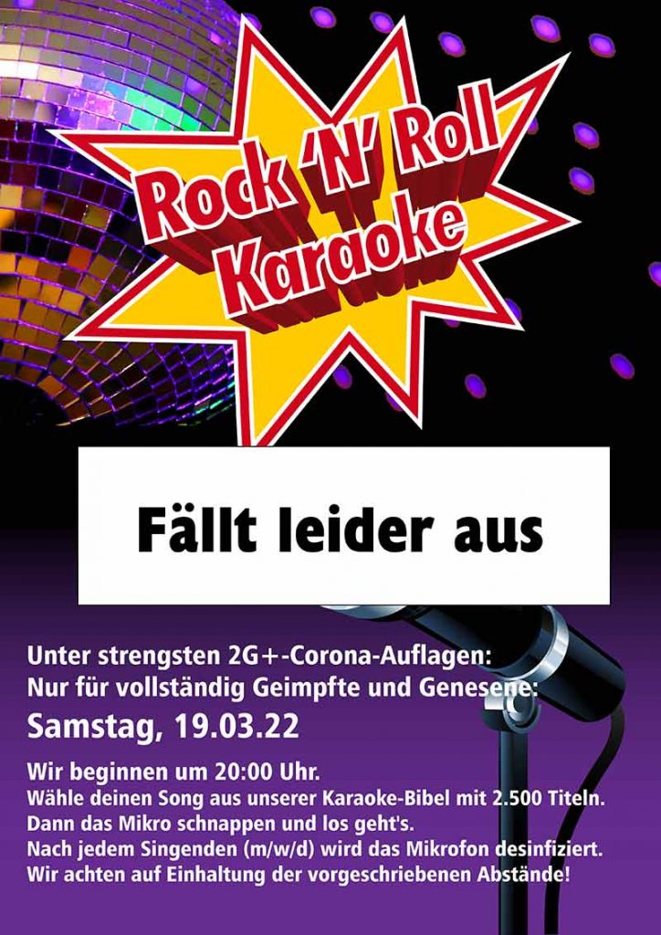Karaoke Poster Corona März 2022 Ausfall Web